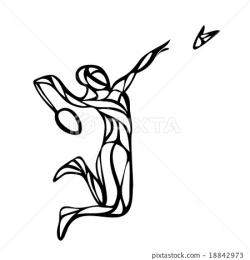Silhouette of abstract female badminton player - Stock Illustration ...