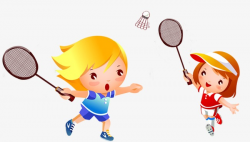 Play Badminton, Sports Figures, Cartoon Little Girl PNG and PSD File ...