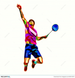 Polygonal Professional Badminton Player Illustration 63910875 - Megapixl