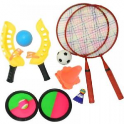 Childrens 4in1 Badminton Football Catch Pelota Ball Game Set Garden ...