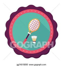 EPS Vector - Badminton racket and ball flat icon with long shadow ...