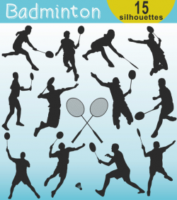 Badminton silhouette Clipart, Badminton Clipart, Sports Clipart ...