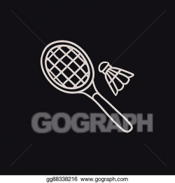 Vector Illustration - Shuttlecock and badminton racket sketch icon ...