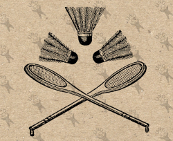 Vintage Badminton Racket Birdie Sport Instant Download Digital