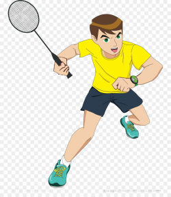 Badminton Cartoon Sport - Teenager playing badminton png download ...