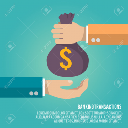 Animated clipart of banker giving bags of cash