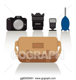Vector Art - Basic things in camera bag. Clipart Drawing gg83533451 ...