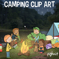 Camping Clip Art, Summer Kids Clip Art, Sleeping Bag Clip Art, Camp ...