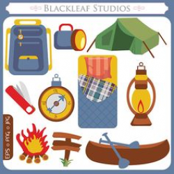 Camping Digital Clipart, Outdoor Clipart , Campfire Clipart ...