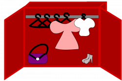 Clipart - clothes, shoes and a bag in a closet