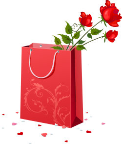 Red Gift Bag with Roses PNG Clipart | Gallery Yopriceville - High ...