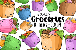 Kawaii Grocery Bag Clipart