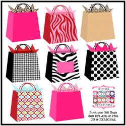 Boutique Gift Bags Clipart - Printable Gift Bag Illustration ...