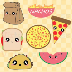 Lunch Clipart - Food Clip Art, Pizza, Tacos, Nachos, Paper Bag ...
