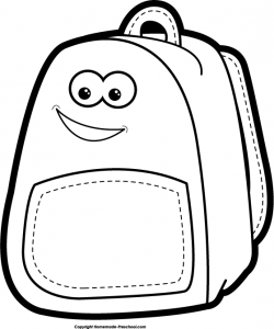School Bag Clipart Black And White | Letters Format