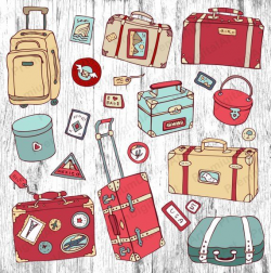 22 Luggage Clipart, Digital Suitcase, travel bag clipart ...