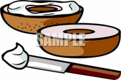 Clip Art Image: A Bagel with Cream Cheese