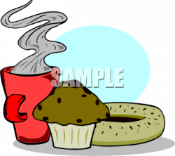 Food Clipart Picture of a Bagel, a Muffin and Coffee - foodclipart.com