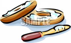 Food Clipart Picture of a Sliced Bagel with Cream Cheese Spead ...