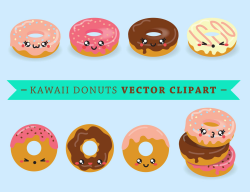 Premium Vector Clipart Kawaii Donuts Cute Donut Clip art