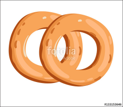 Fresh bagel isolated on white background cartoon vector ...
