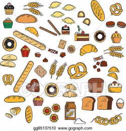 Vector Art - Bakery, pastry, confectionery products sketches ...
