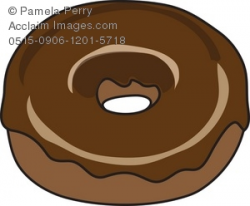 Clip Art Illustration of a Chocolate Donut