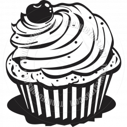 Cupcake Baked Goods Black And White Clipart Cup Cake Clip ...