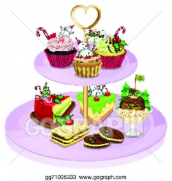 Vector Art - A cupcake tray with lots of baked goods ...