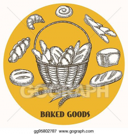 Vector Illustration - Vintage baked goods basket banner. EPS Clipart ...