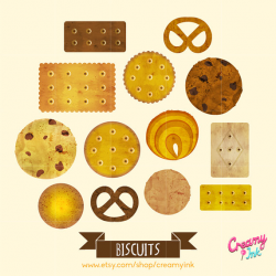 Cookie Digital Vector Clip art / Biscuit Digital Clipart Design ...