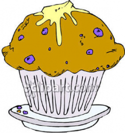 Blueberry Muffin with Melting Butter - Royalty Free Clipart Picture