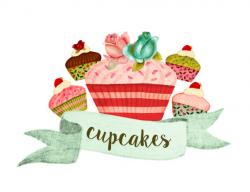 Cupcake clipart, bake goods clipart, party clipart, watercolor ...