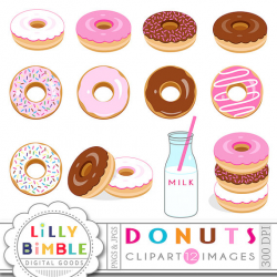 Donuts clipart for invitation, cards and scrapbooking, sprinkles ...