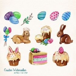 Watercolor Easter, Easter, Easter bunny clipart, Easter Egg Clipart ...