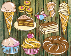 Hand painted Sweets,Sweets ClipArt,Cake Clip Art,Icecream Clipart ...