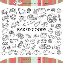 60 Pastry Doodle Clipart Elements Baked Goods Clip art