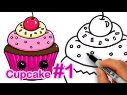 How to Draw a CUTE Cupcake #1 step by step Easy Sweet dessert - YouTube