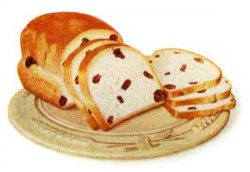vintage food clip art, homemade raisin bread, old fashioned baking ...