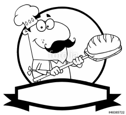 Outlined Cartoon Logo Mascot-Bread Baker Man