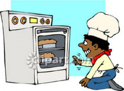 African American Baker Looking Into an Oven - Royalty Free Clipart ...