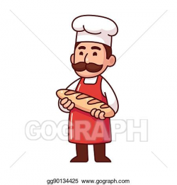 Vector Art - Cartoon baker with bread. Clipart Drawing gg90134425 ...