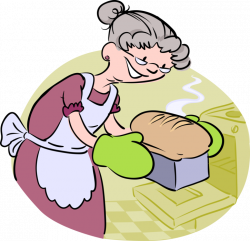 Grandmother Bakes Bread - Vector Image