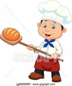 EPS Vector - Cartoon a baker with bread . Stock Clipart Illustration ...