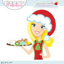 Blonde Christmas Cookie Baker Character Illustration Cartoon