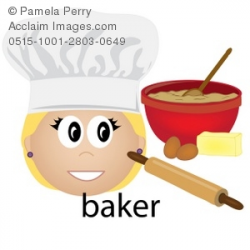 Clip Art Illustration of a Female Caucasian Baker Job Icon