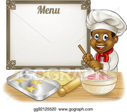 Vector Art - Black baker or pastry chef menu sign. Clipart Drawing ...