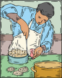 Baker Making Cookies and Cakes Royalty Free Clipart Picture