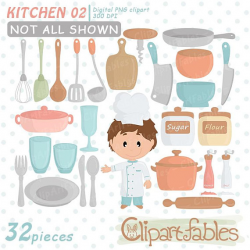 Kitchen party clipart, Baker Chef Clipart, Planner Accessories, cute ...