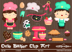 Baking Clipart, Baking Clip Art, Baking Png, Baker Chef Clipart, Pie ...